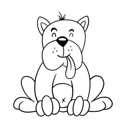 Cute cartoon baby dog. Animal print. Vector illustration isolated on a white background.のイラスト素材