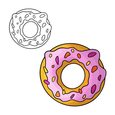 Cartoon doodle donuts. Design element. Vector illustration isolated on a white background.のイラスト素材