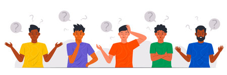 Flat different people asking questions collection.のイラスト素材