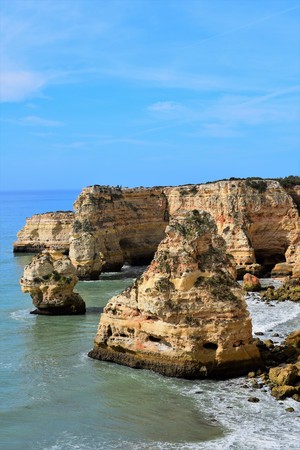 Cliffs at Carvoeiro Portugalの写真素材