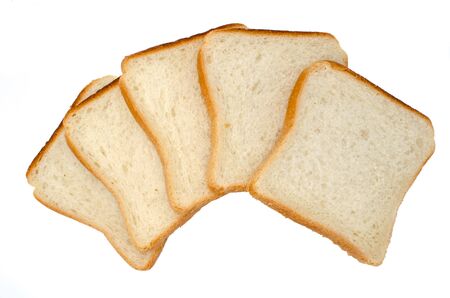 square bread for toast on a white background isolated