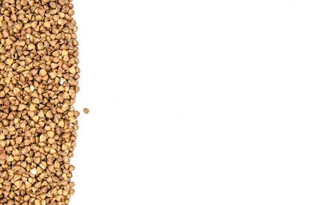 buckwheat on a white background isolated with copy spaceの写真素材