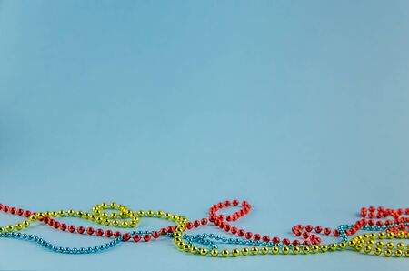 New Year's decorations, Christmas decorations on a blue background. Copy spaceの写真素材
