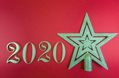 Christmas, New Year's red background. Copy space