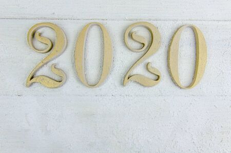 New Year 2020 on a white background with snow