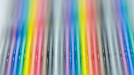 Colorful electrical wire and cable used in communication internet cable network and computer system, abstract technology backgroundの写真素材