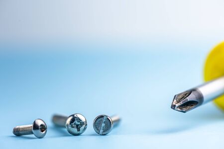 screwdriver are cross and different screws. Compatibility.の写真素材