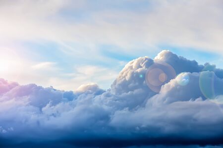 beautiful cumulus clouds at sunset, sunrise. fabulous background with copy space
