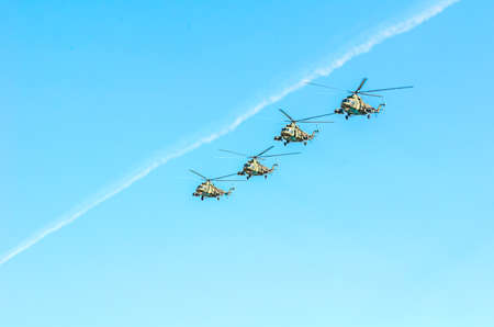 Russia, Yekaterinburg, May 07, 2020 rehearsal of the air parade