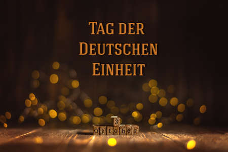 postcard for the day of German unity. date 03 october,の写真素材