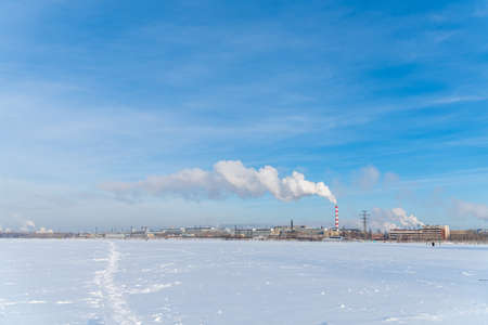 view of the industrial city in winter. Tubingの写真素材