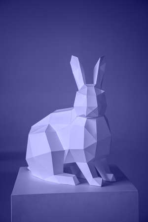 very peri rabbit made of paper in the papercraft techniqueの写真素材
