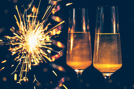 Happy New Year. Christmas and New Year holidays background with copy space.の写真素材