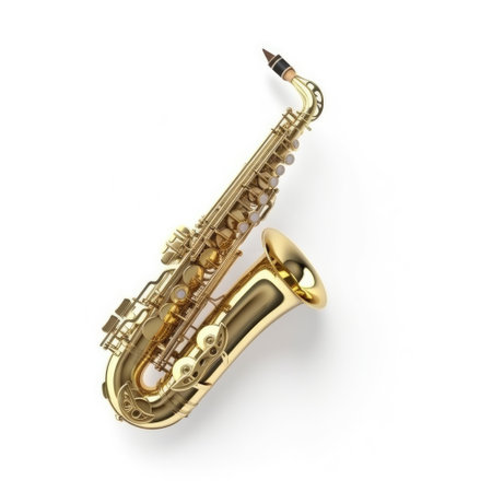 Golden alto saxophone classical instrument isolated on whiteの素材