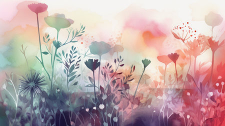 natural floral botanical multicolored background with free space for text, copy space. Generative AIの素材