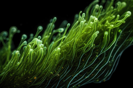Algae, microalgae macro. biotechnology, science. Biofuel research process in laboratory. Generative AIの素材