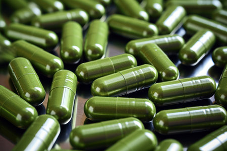 Moringa tablets and moringa powder on the tableの素材