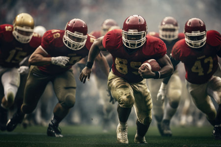 Athletes playing American football. generative aiの素材