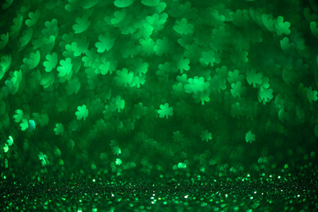 Abstract green background with clover leaves highlights. Spring, summer background, st. Patricks dayの写真素材