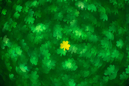 Abstract green background with clover leaves highlights. Spring, summer background, st. Patricks dayの写真素材