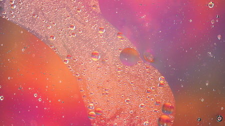 Abstract colorful background with oil on water surface. Oil drops in water abstract psychedelic. abstract image.の写真素材