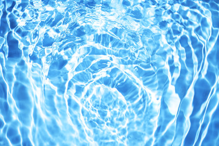 Beautiful water texture with waves. blue color, water backgroundの写真素材