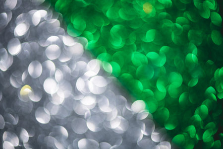 Shiny silver and green glitter luxury background, blurry sparkling lights texture, perfect for backgrounds, textiles, wallpapersの写真素材
