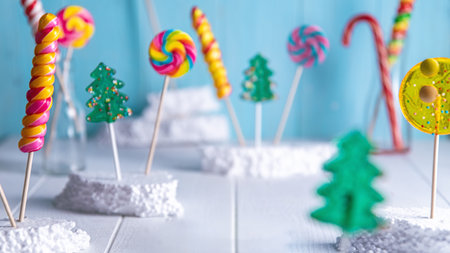 Composition of colorful lollipops. Sweetness, dessert.の写真素材
