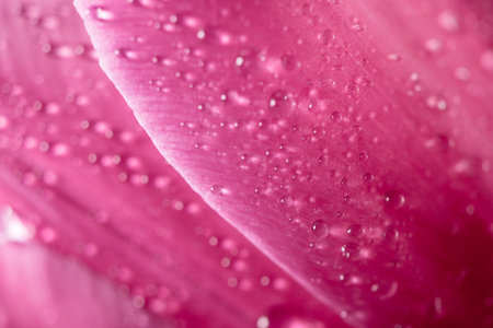 Close-up close-up of pink tulip petals with water droplets. natural background, textureの写真素材