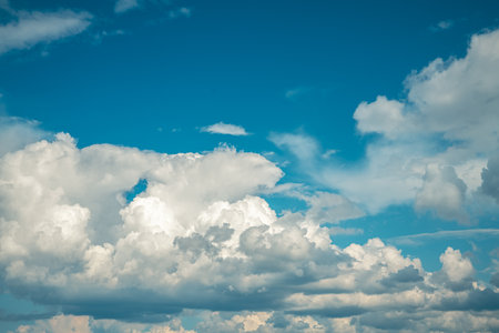 Beautiful cumulus clouds in the blue sky. natural background