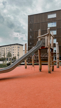 Modern children's playground in the city of La chaux de Fonds, Switzerland.