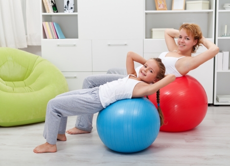 Girls exercising - healthy life education conceptの写真素材