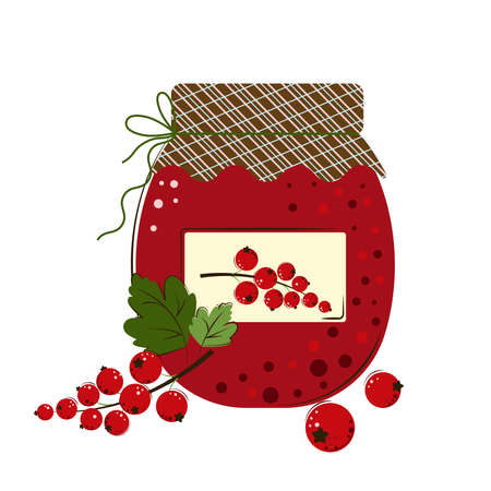 Homemade Jam from Fresh Red currant Berries. Jar of Red currant Jam.のイラスト素材