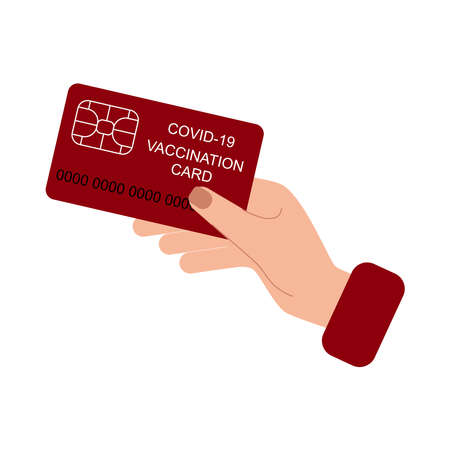Vaccination card during Covid-19 to travel without problem. Flat style Vector Illustration isolated on white Background.のイラスト素材