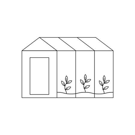 Vector illustration with a greenhouse. Glass greenhouse.のイラスト素材