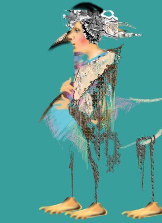 abstract centaur over a light blue backgroundの写真素材