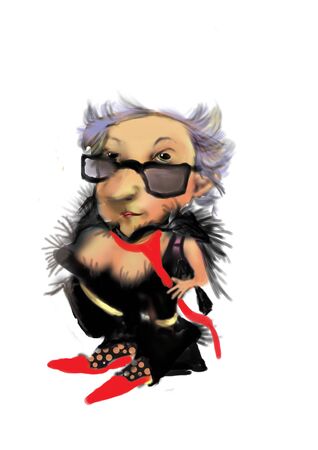 portrait of an old punk woman, raster illustration over a white backgroundの写真素材