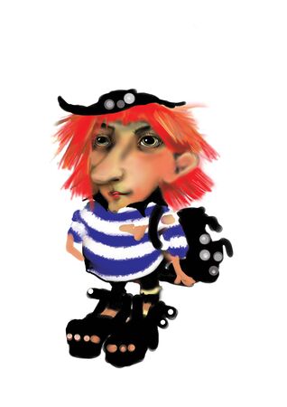 portrait of a punk guy, raster illustration over a white backgroundの写真素材