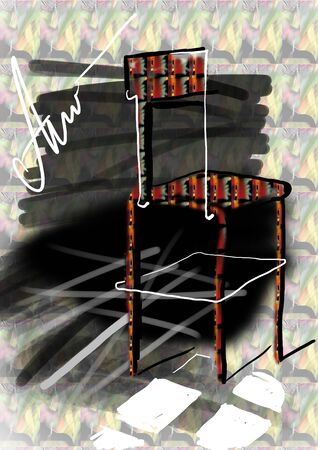 a red chair over a gray background, raster illustrationの写真素材