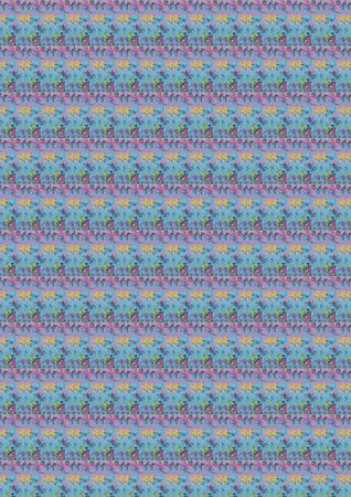 abstract pattern yellow, green and pink on blueの写真素材