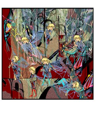 split personality, perception of our world, psychology, abstract raster illustration with colorful patternsの写真素材