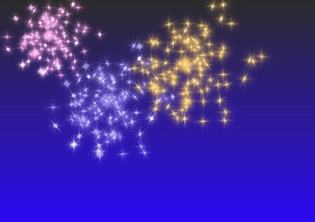 fireworks over a blue sky, 3D illustrationの写真素材