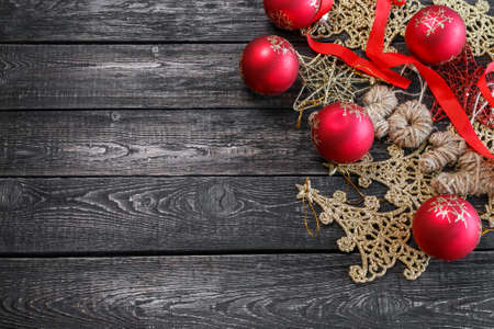 the symbol of new year in the form of Christmas tree on wooden background!の写真素材