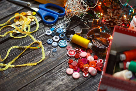 items for sewing on the table, the background!
