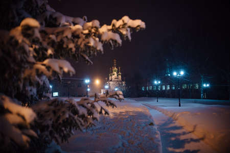 walks around the city: temple, church, monument. Trinity Cathedral in Solikamsk. City sight. Majestic cathedral, architecture of the 17th century.の写真素材