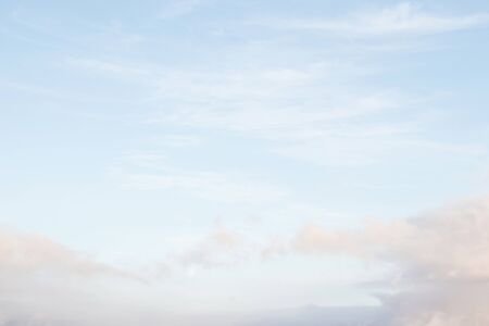 Sky, background, empty. Blue sky with clouds background with soft focus. Spring backgorund. Empty background.の写真素材