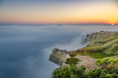 Sunrise at the top of the mountain in Phu Chi Fa, Thailandの写真素材