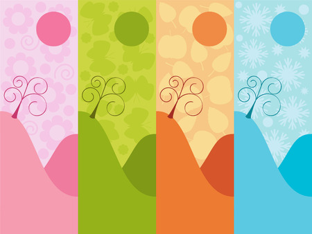 Seasons 2 : spring, summer, autumn, winter.のイラスト素材