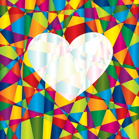 Background with heart and mosaic patternのイラスト素材