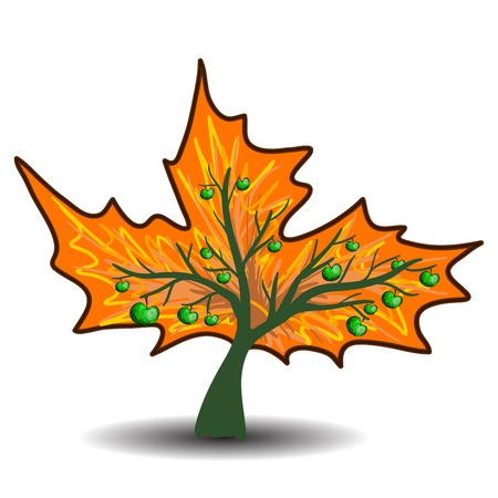 Sketch.Three colorful apple tree.Vector illustration.Black outline.のイラスト素材